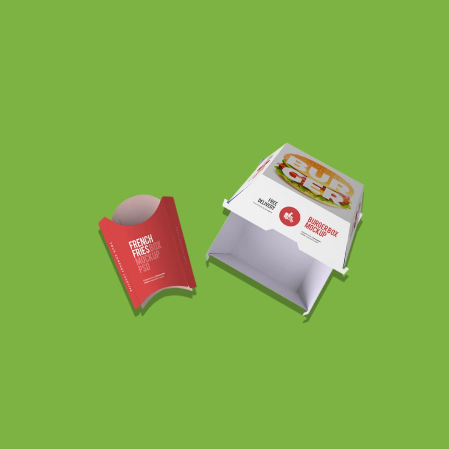 Matte Paper Large Size French Fries Packaging Mockup - Front View