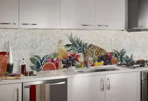 Keramik dinding dapur motif buah