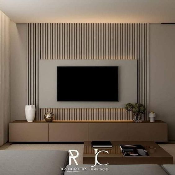 15 Inspirasi Desain Backdrop TV Minimalis & Elegan - Pashouses