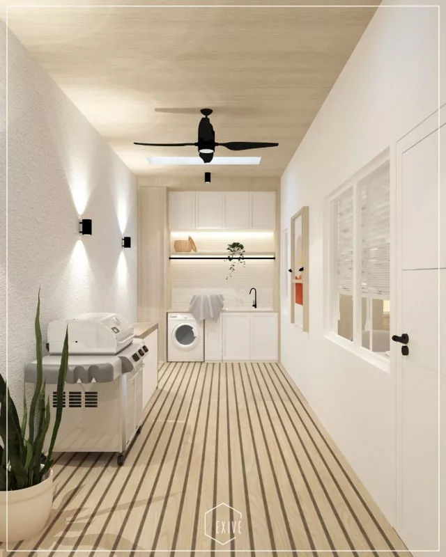 Laundry Room Elegan dengan lampu