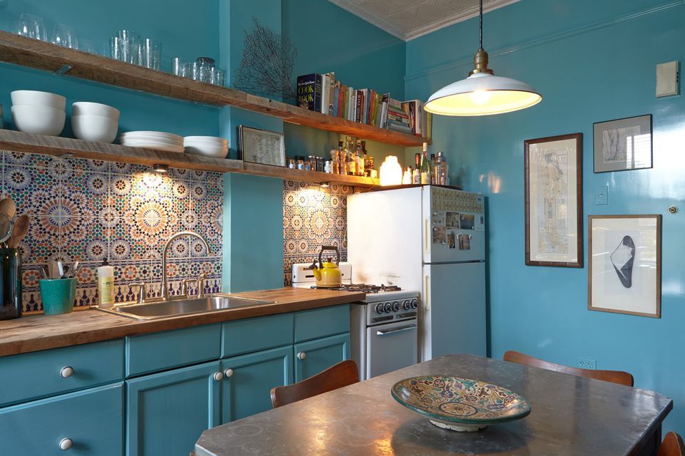 Warna Dinding Dapur Biru Turquoise