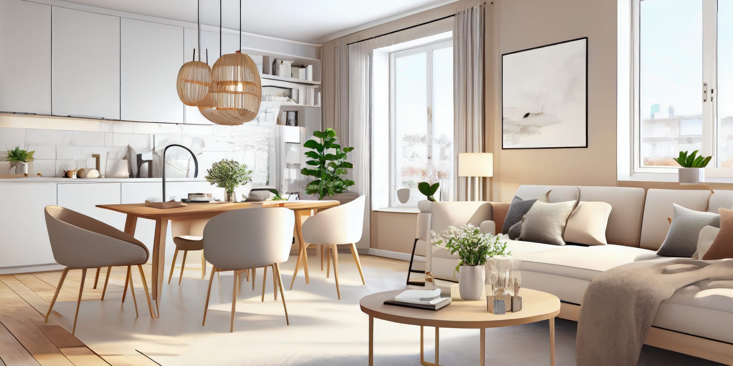 Ciri Khas Interior Rumah Minimalis Aesthetic Banget Pashouses   Stylish Scandinavian Living Room With Design Mint Sofa Furnitures Mock Up Poster Map Plants Eleg 1 1 Scaled 