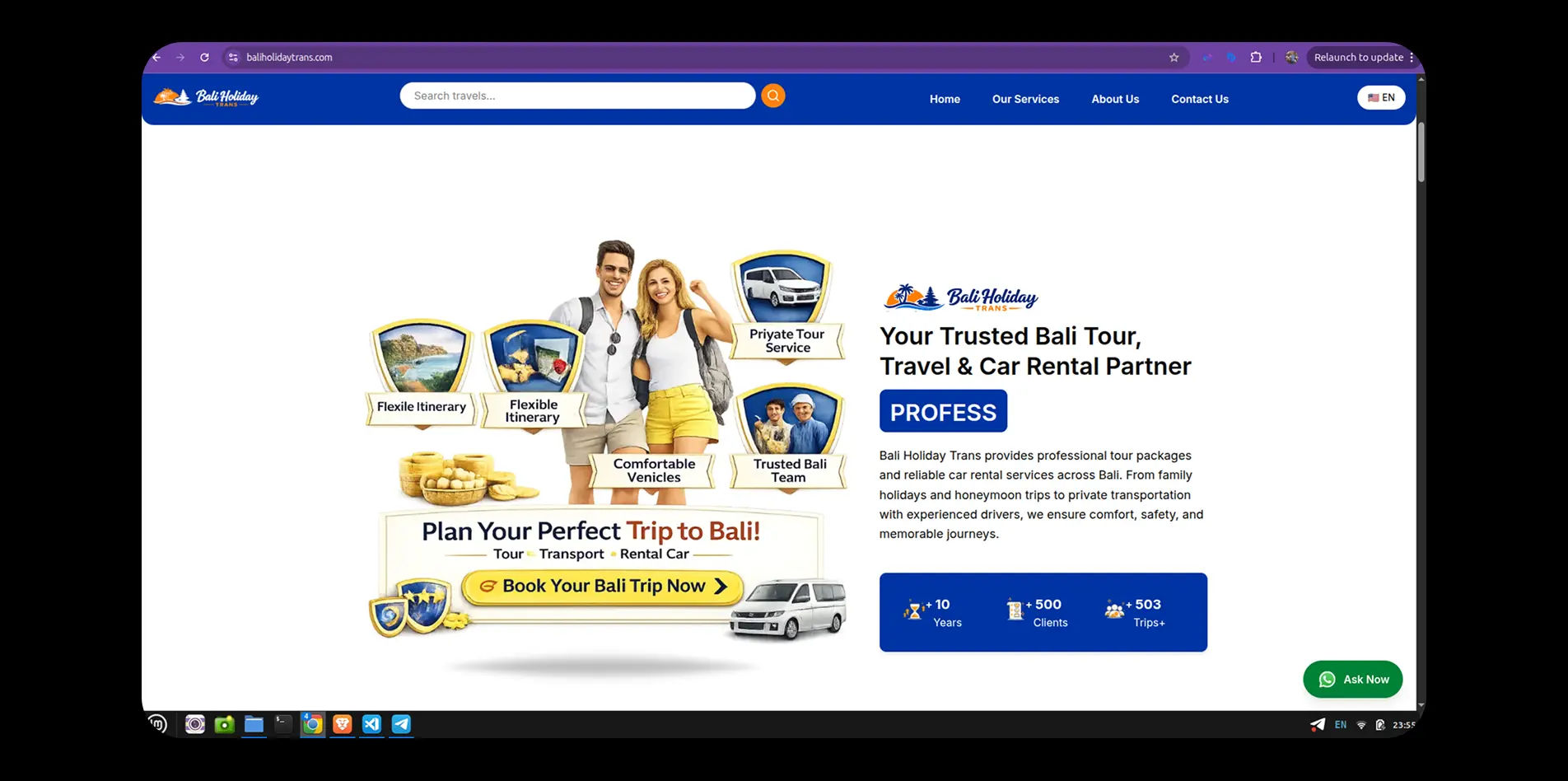 Tour, Travel & Transport Website for Bali Holiday Trans
