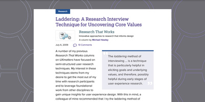 Laddering: A Research Interview Technique for Uncovering Core Values
