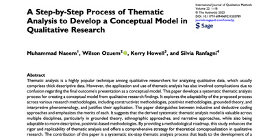 A Step-by-Step Process of Thematic Analysis to Develop a Conceptual Model in Qualitative Research