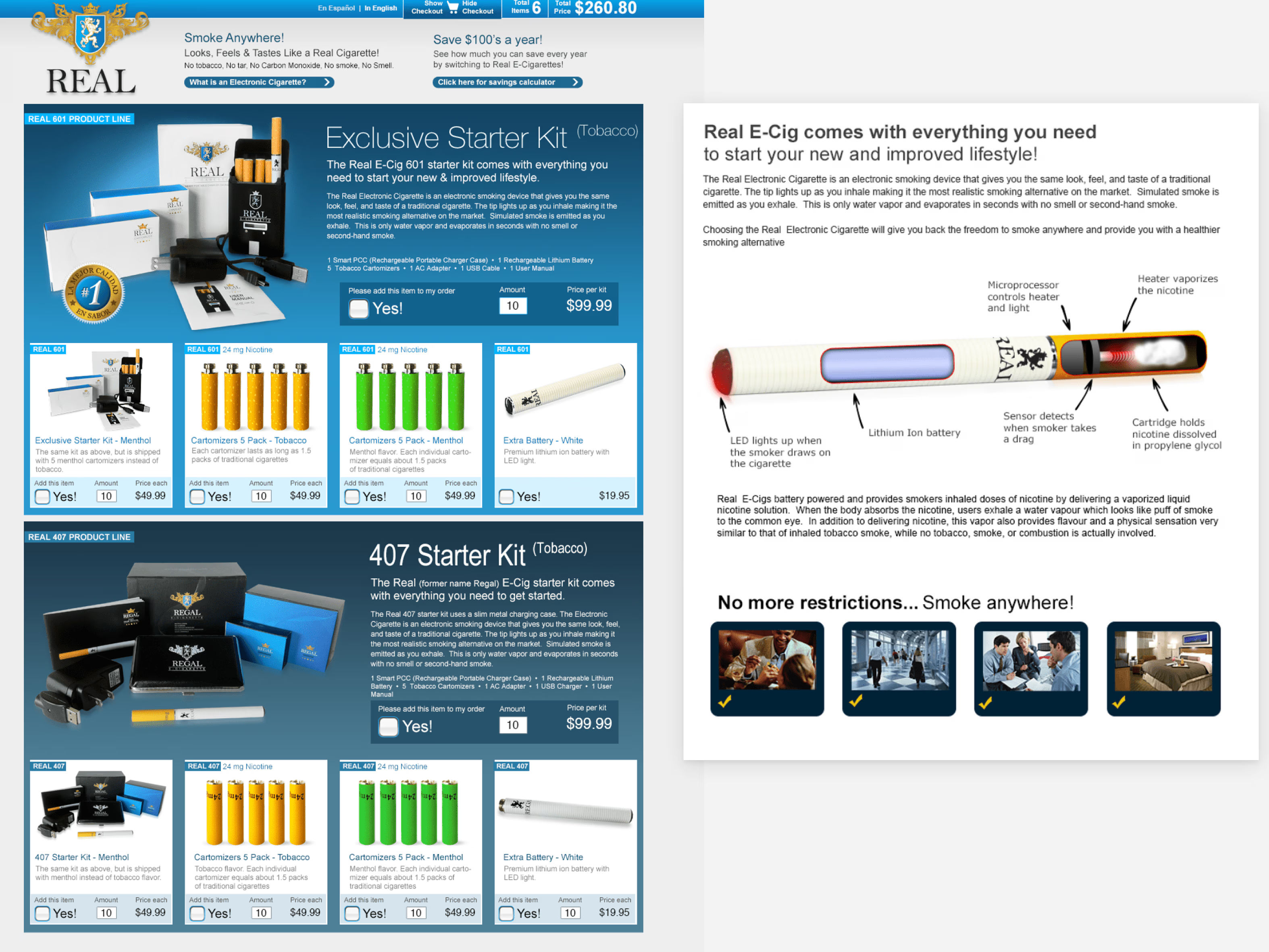 Real E-Cigarette eCommerce website