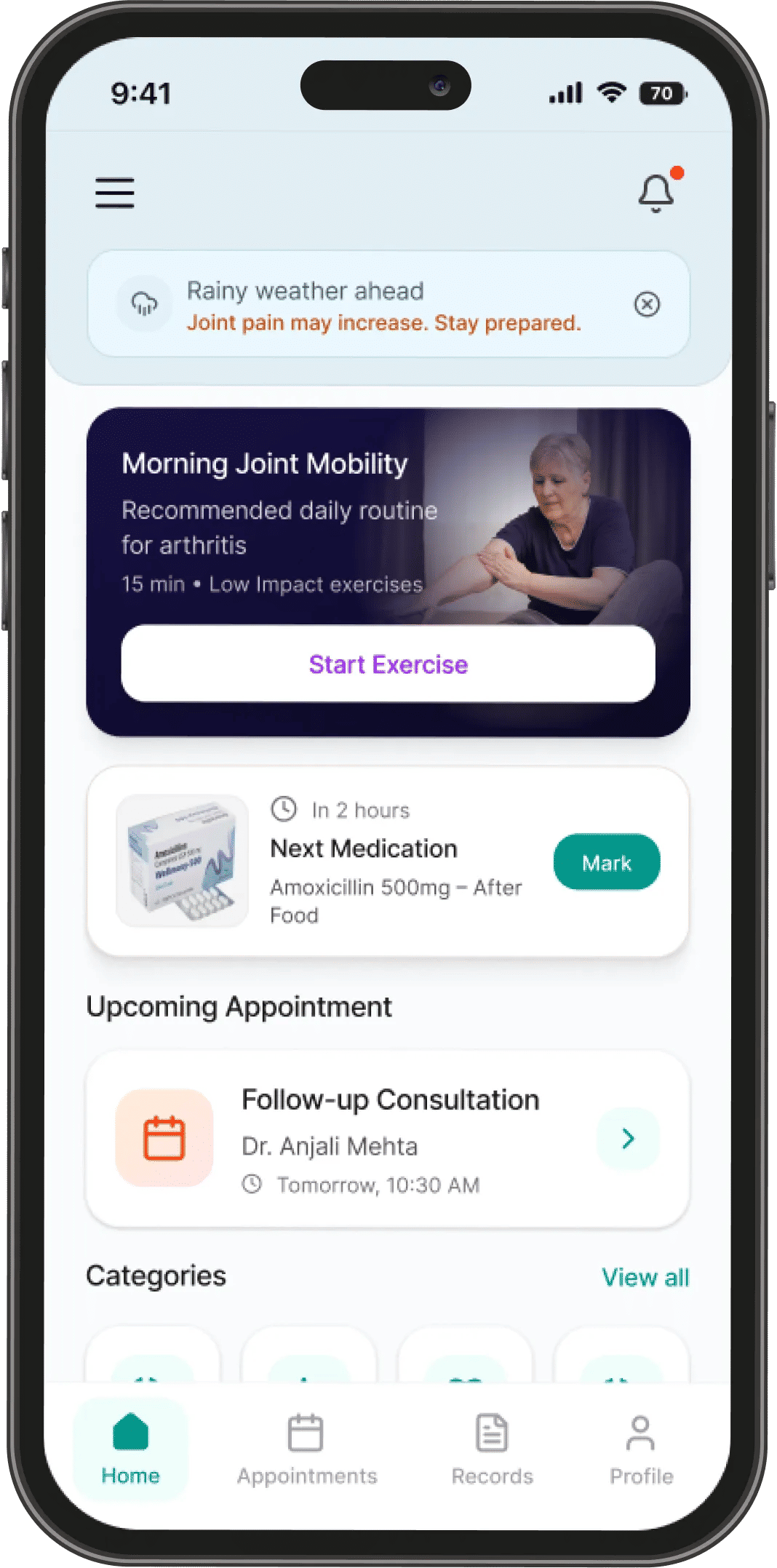 Healthcare app screen 2