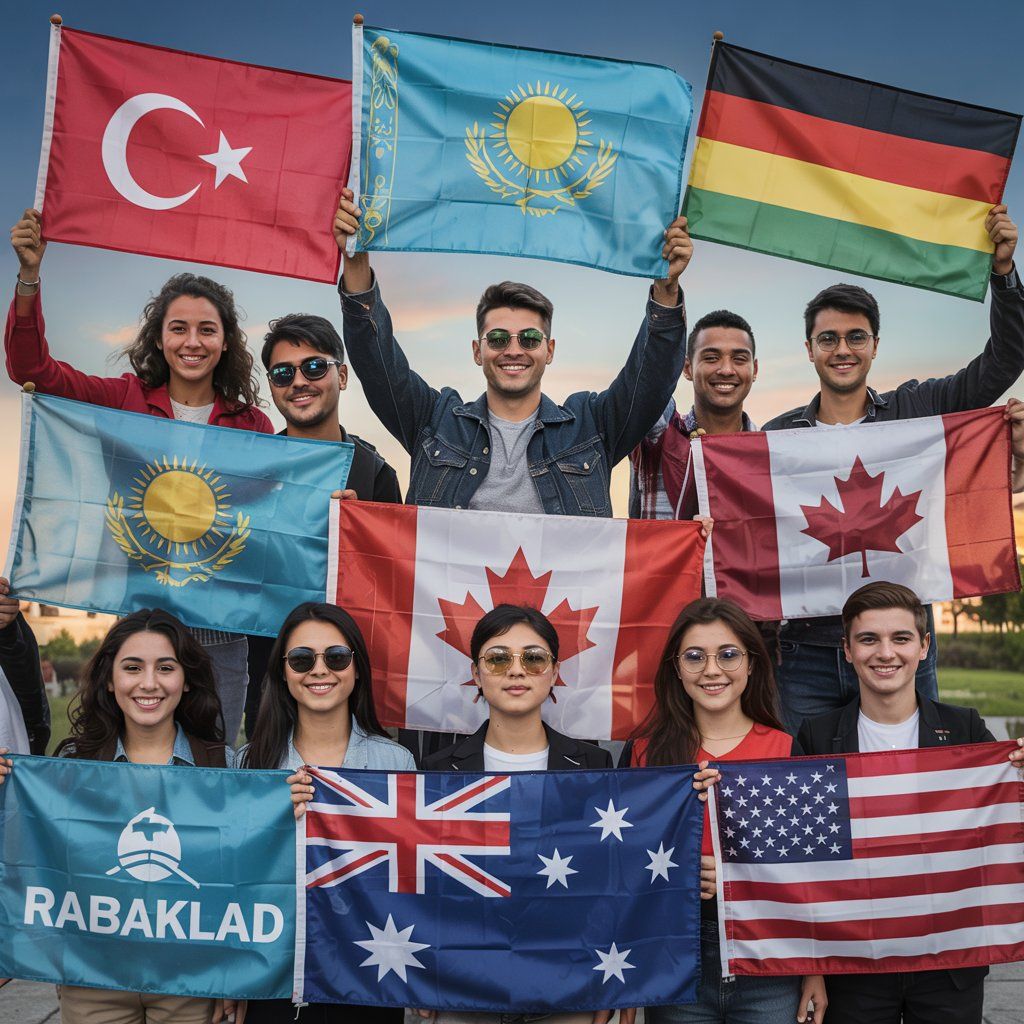 Students with flags