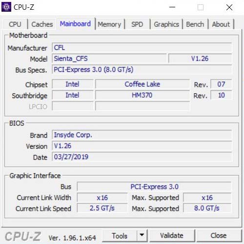 cpu-z mainboard section