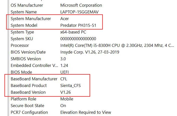 find what motherboard you have using system information