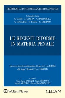 Le recenti riforme in materia penale.  KATIA LA REGINA