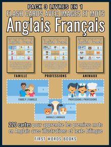 Pack 3 Livres en 1 - Flash Cards avec Images et Mots Anglais Franais.  First Words Books