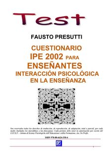 Cuestionario IPE 2002 Para Ensenantes.  Fausto Presutti