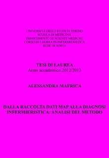 Dalla raccolta dati MAP alla diagnosi infermieristica: analisi del metodo.  Alessandra Mafrica