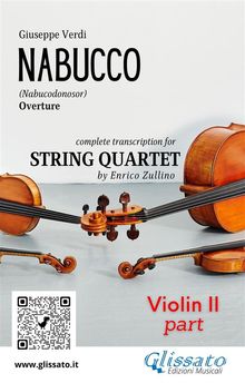 Violin II part of "Nabucco" overture for String Quartet.  Giuseppe Verdi