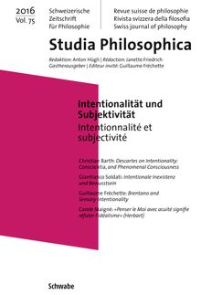 Intentionalitt und Subjektivitt.  Anton Hgli