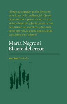 El arte del error.  Mara Negroni