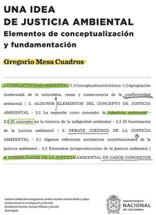 Una idea de justicia ambiental.  Gregorio Mesa Cuadros