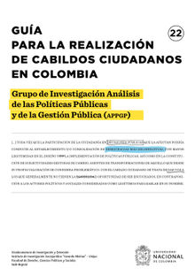 Gua para la realizacin de cabildos ciudadanos en Colombia.  Grupo Investigacin Anlisis las Polticas Pblicas y Gestin Pblica de de de la (APPGP)