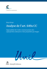 ANALYSE DE L'ART. 649A CC
COLLECTION LAUSANNOISE