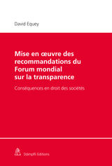 MISE EN OEUVRE DES  RECOMMANDATIONS DU FORUM MONDIAL SUR LA  TRANSPARENCE