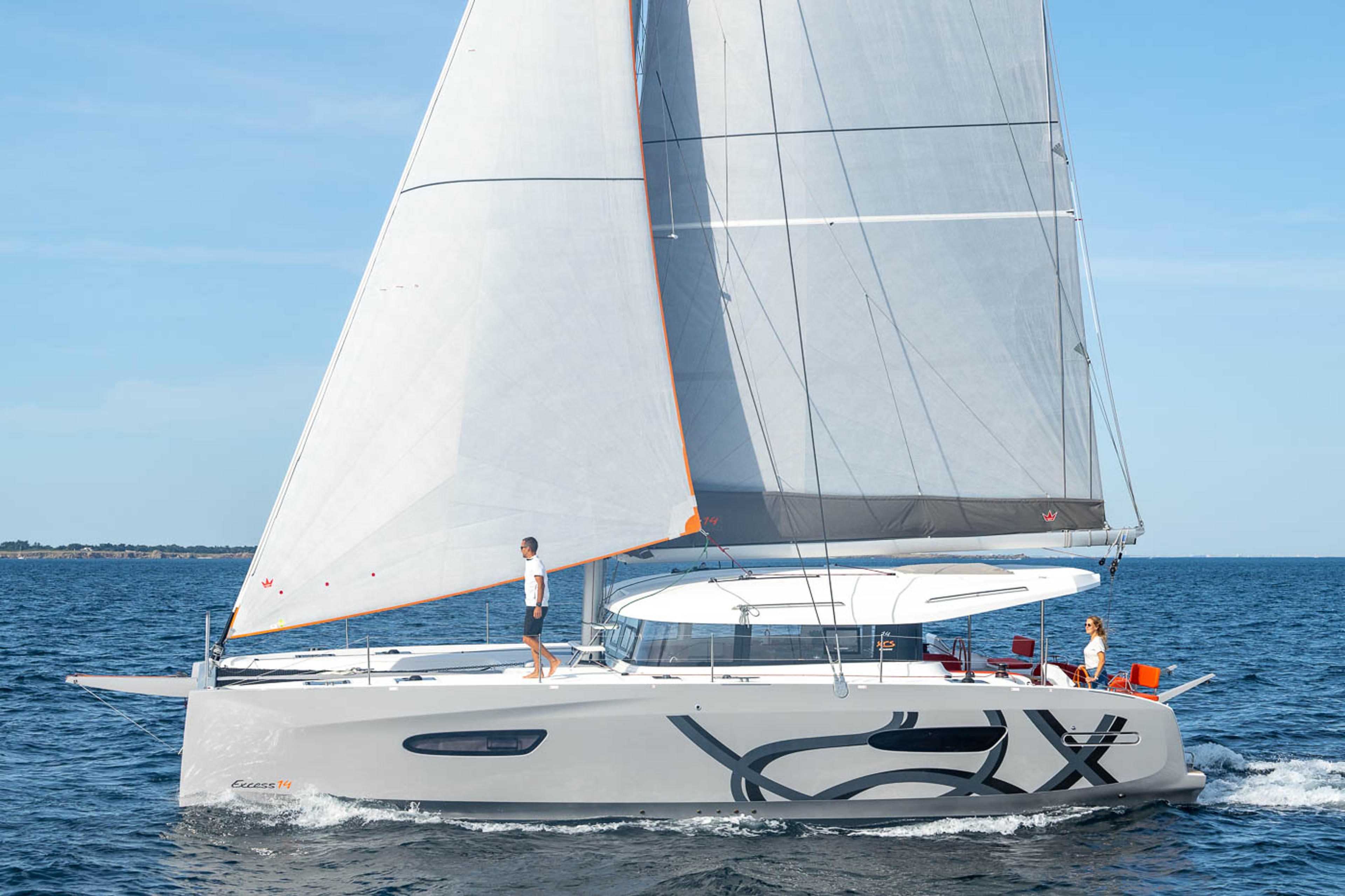 Excess 14 sailing in open coastal water