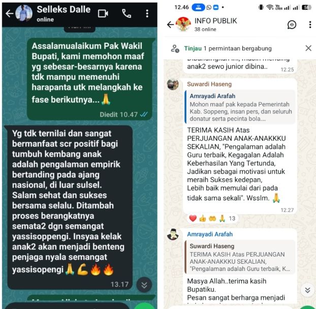 Suwardi Haseng & Selle KS Dalle Tetap Beri Dukungan  Moral,Meski Langkah Sewo Junior Terhenti 