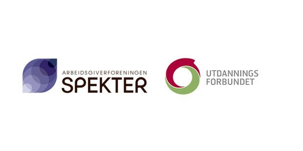 Illustrasjon med logoene til Spekter og Utdanningsforbundet