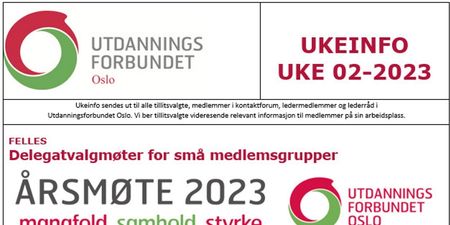 Faksimile av toppen av UKEINFO 02-2023