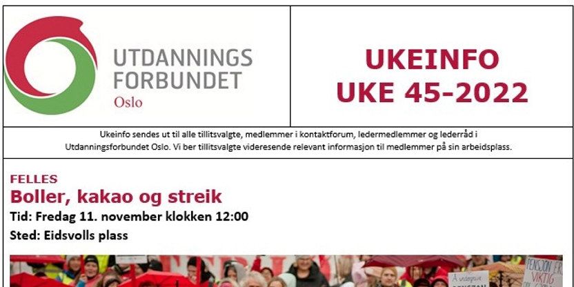 Faksimile av toppen av UKEINFO 45-2022