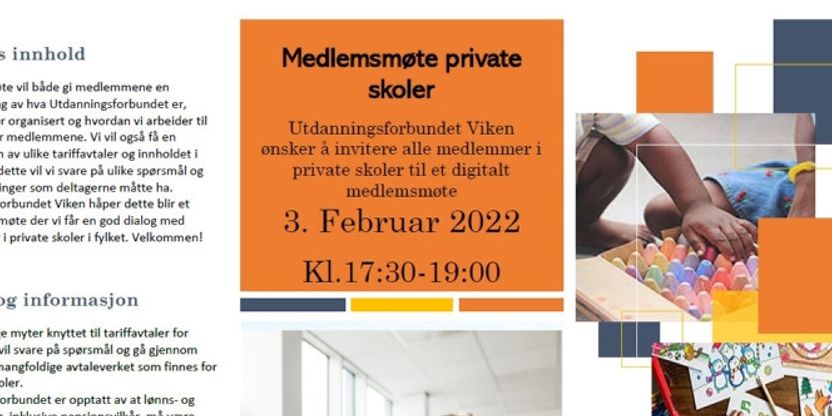 Bilde av invitasjon til medlemsmøte private skoler. Folder