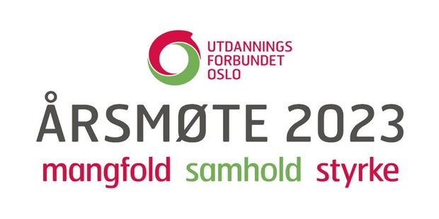 Illustrasjon. Tekst: Utdanningsforbundet Oslo Årsmøte 2023 mangfold samhold styrke