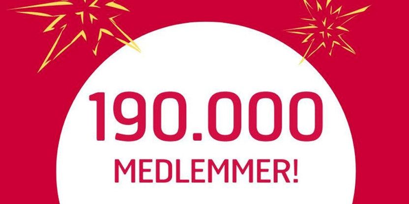 Plakat som forteller at Utdanningsforbundet har passert 190 000 medlemmer