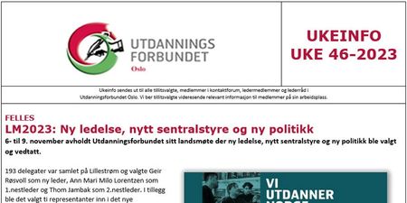 Faksimile av toppen av UKEINFO 46-2023