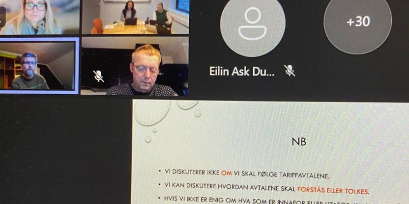 Bilde fra teamsmøte med Eskil Berggren og Tor Anders Råbu i front. og Elisabeth Sandø