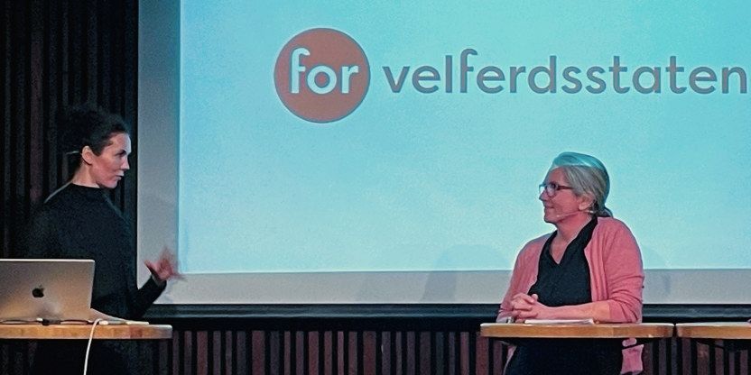 Utdanningsforbundet Oslos leder, Marianne Lange Krogh på scenen i samtale med konferanser.