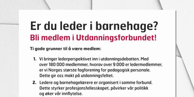 Er du leder i barnehage? Plakat bokmål