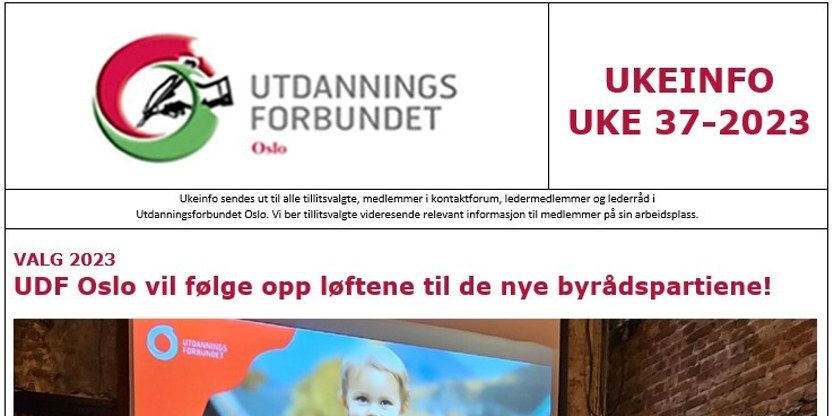 Faksimile av toppen av UKEINFO 37-2023