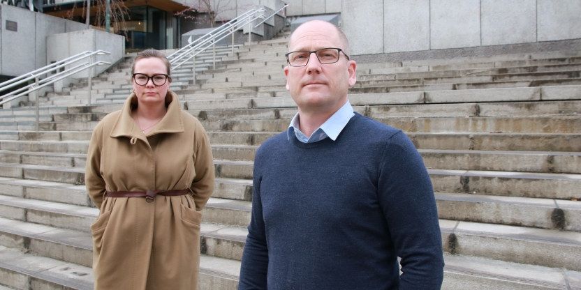 Forhandlingsleder Steffen Handal og nestleder Silje Naustvik i Unio kommune ved forhandlingsstart i kommunesektoren.