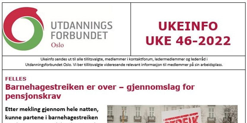 Faksimile av toppen av UKEINFO 46-2022