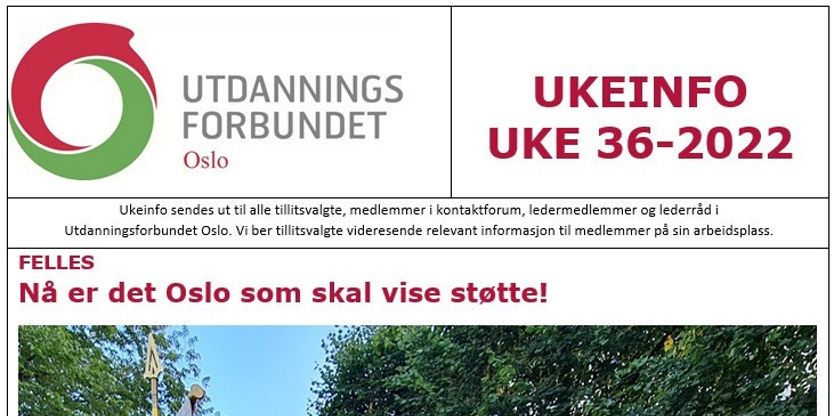 Faksimile av toppen av UKEINFO 36-2022