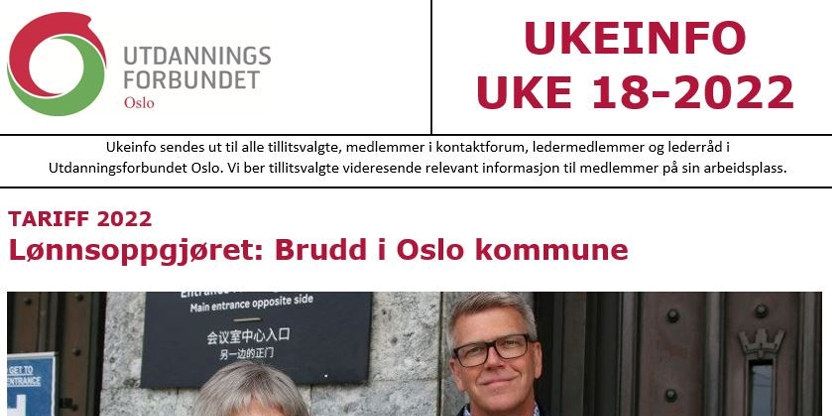 Faksimile av toppen av UKEINFO 18-2022