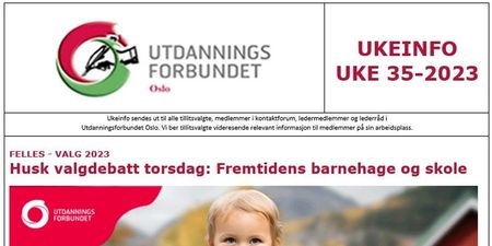 Faksimile av toppen av UKEINFO 35-2023