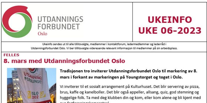 Faksimile av toppen av UKEINFO 06-2023