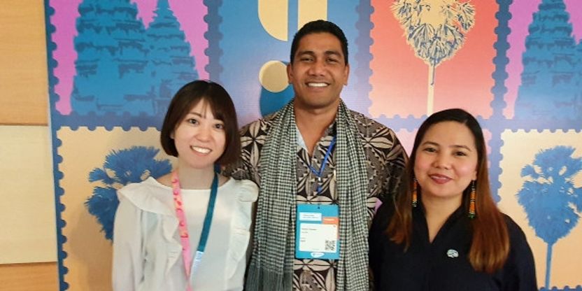 Foto av Megumi Shigeto (Japan Teachers' Union), Aukuso Uakesi (Samoa National Teachers' Association) and Ruby Ann Bernardo (Alliance of Concerned Teachers Philippines). 