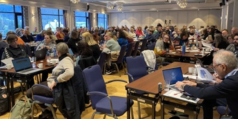 Oversiktsbilde over deltakarar på kurs i Loen