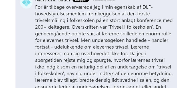 Skjermdump fra tråd i debatt,  bladet Folkeskolen.dk