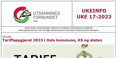 Faksimile av toppen av UKEINFO 17-2023