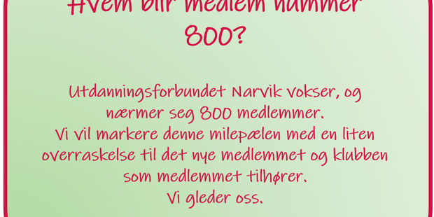 Hvem blir medlem nummer 800?