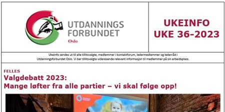 Faksimile av toppen av UKEINFO 36-2023